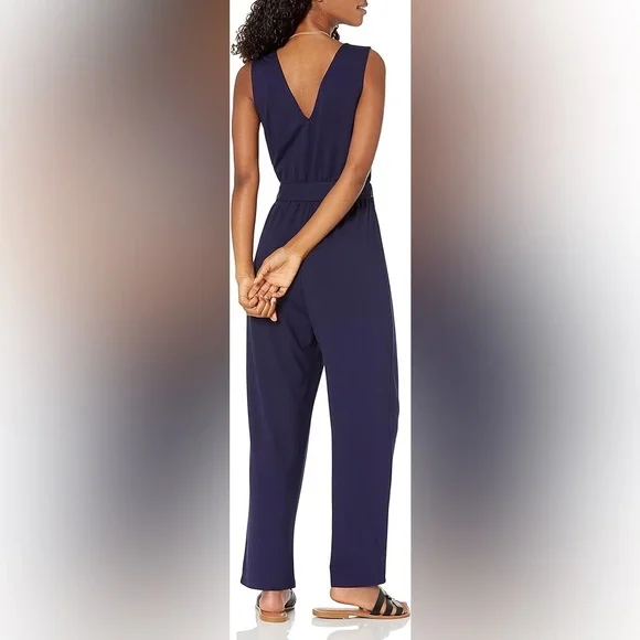🌀 The Drop - Women's Navy Sleeveless Wrap Jumpsuit - XL - Picture 3 of 6